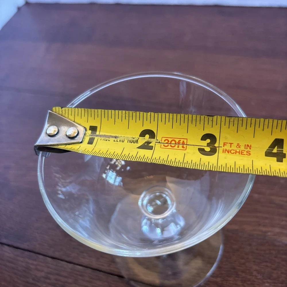 Vintage MCM Etched Starburst Cocktail Coupe Glass Clear Atomic Flower 4‎ inch